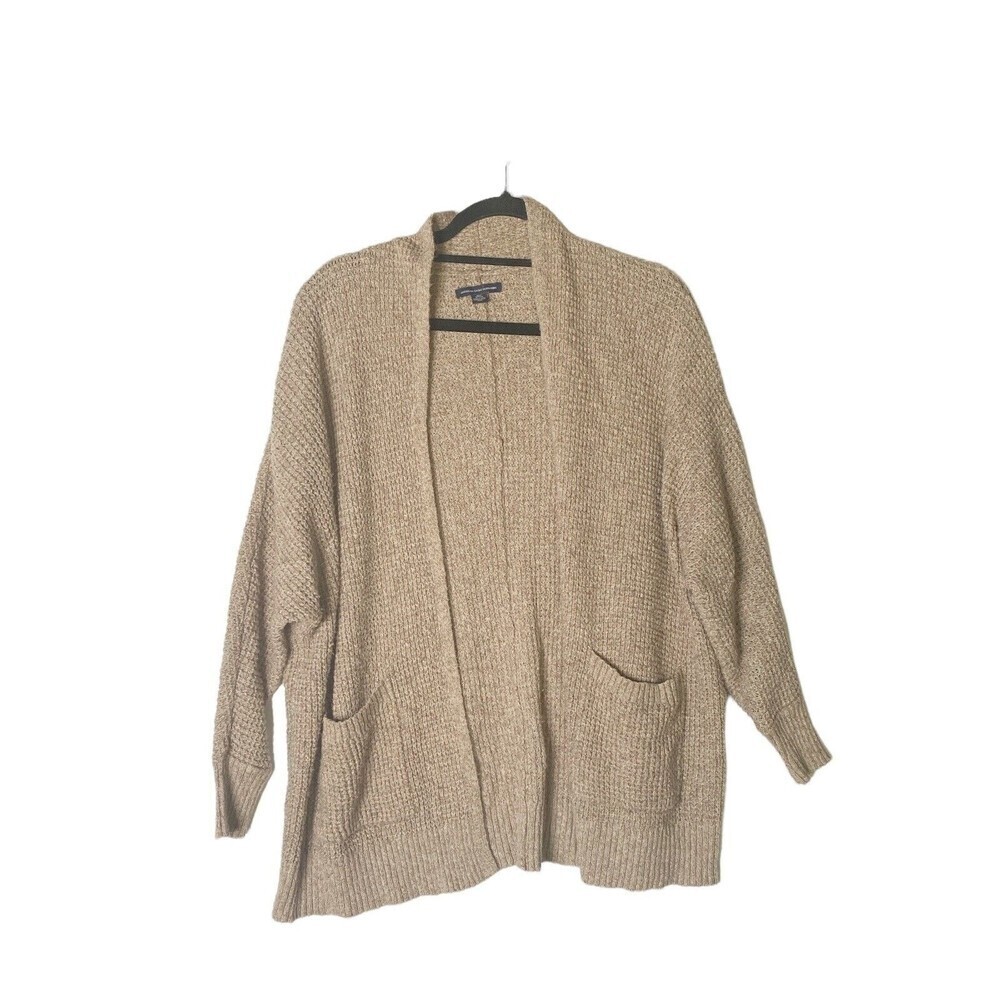 American Eagle Outfitters Beige XS Open Front Knit Longline Cardigan Sweater